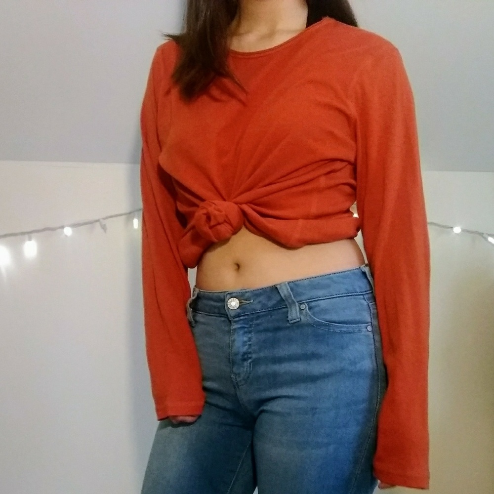 orange long sleeve tee